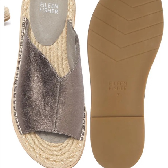 Eileen Fisher Milly Pewter espadrille slide sandal